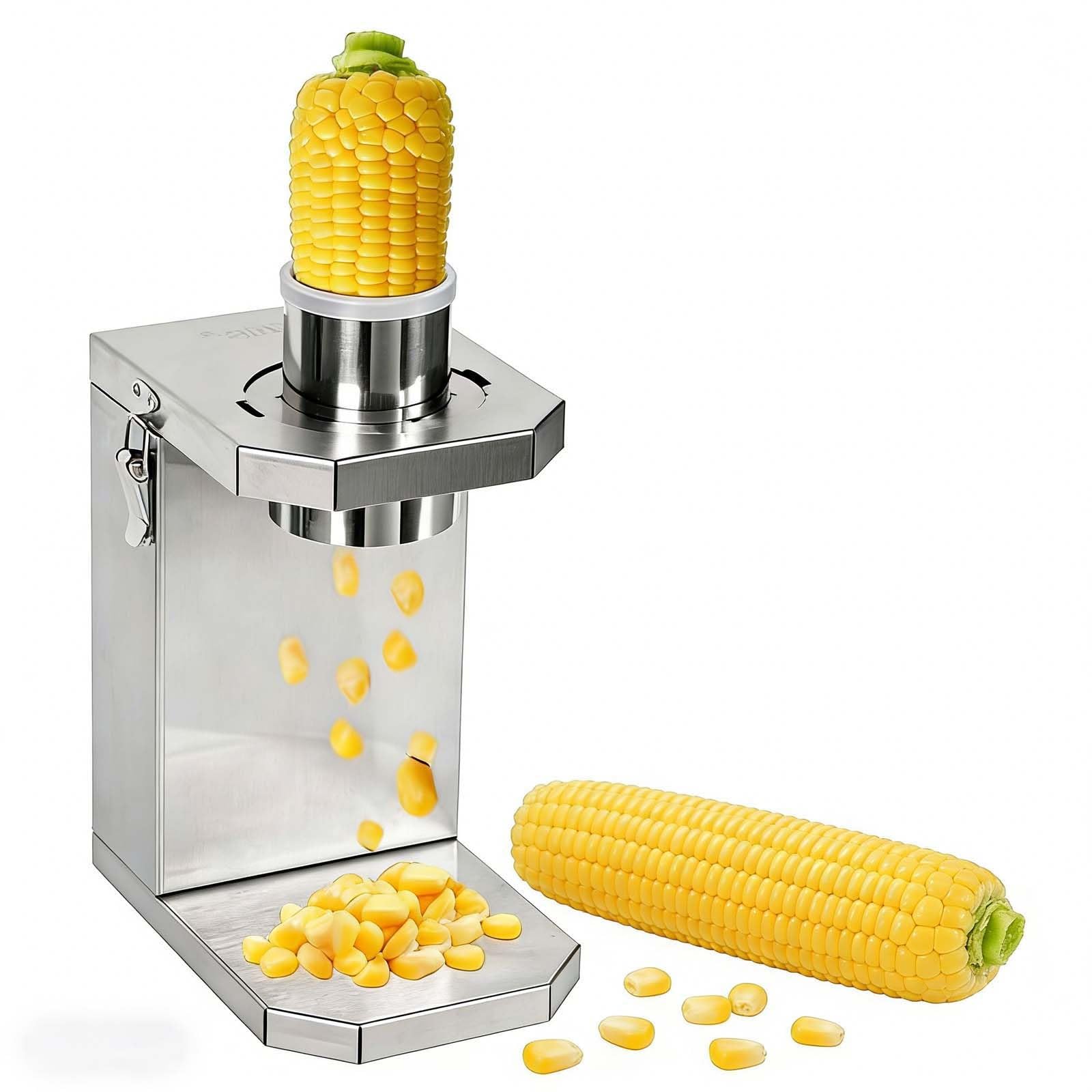 Máquina peladora de maíz, 40 W, descascaradora automática de maíz de 6,5 cm, acero inoxidable, trilla rápida para maíz crudo y cocido, para el hogar y el restaurante