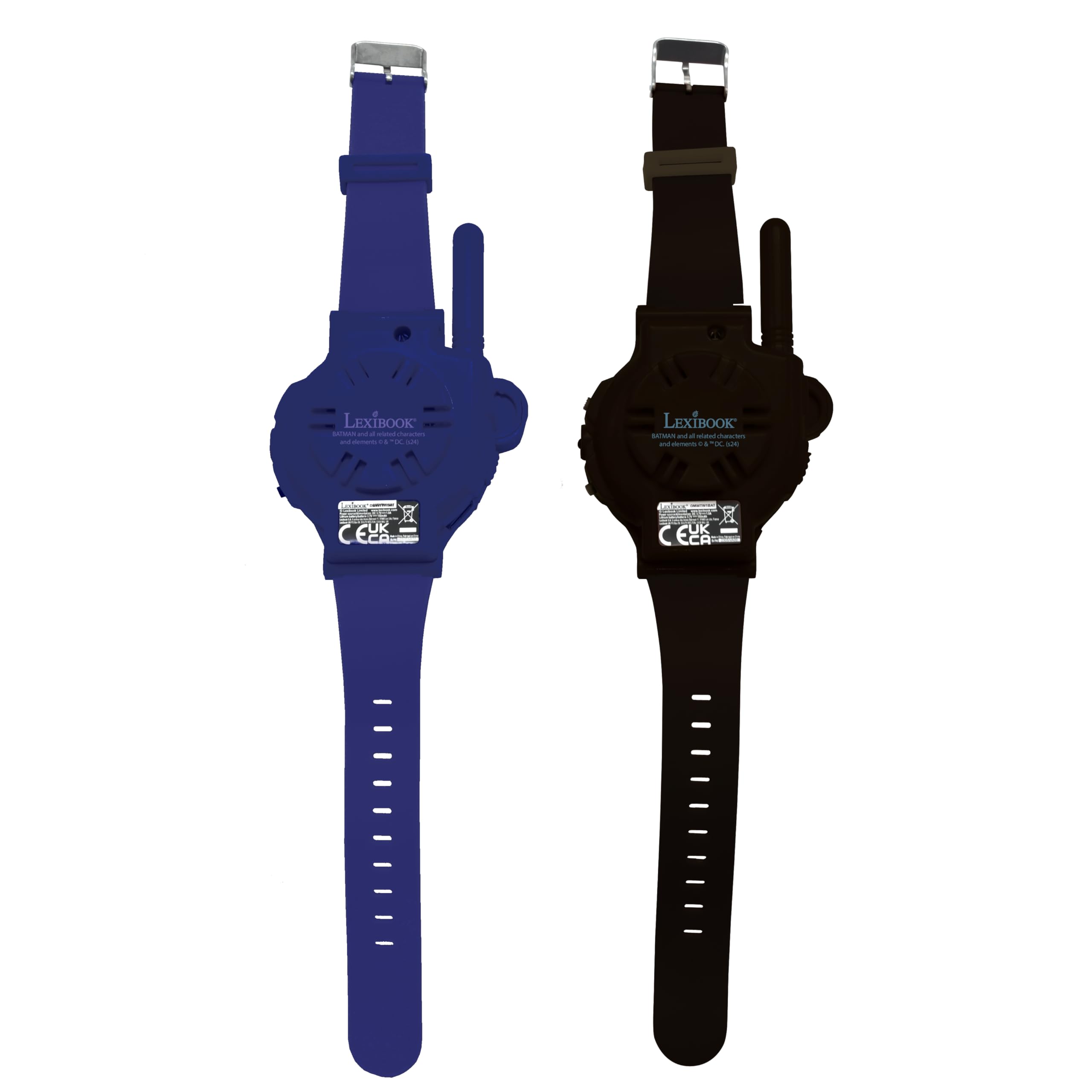 Lexibook, Batman, Montres Talkie-Walkies, 2 pièces, Portée Jusqu’à 200m, Lampe de Poche, Boussole, Rechargeable, Noir/Vert et Bleu/Rouge, DMWTW1BAT