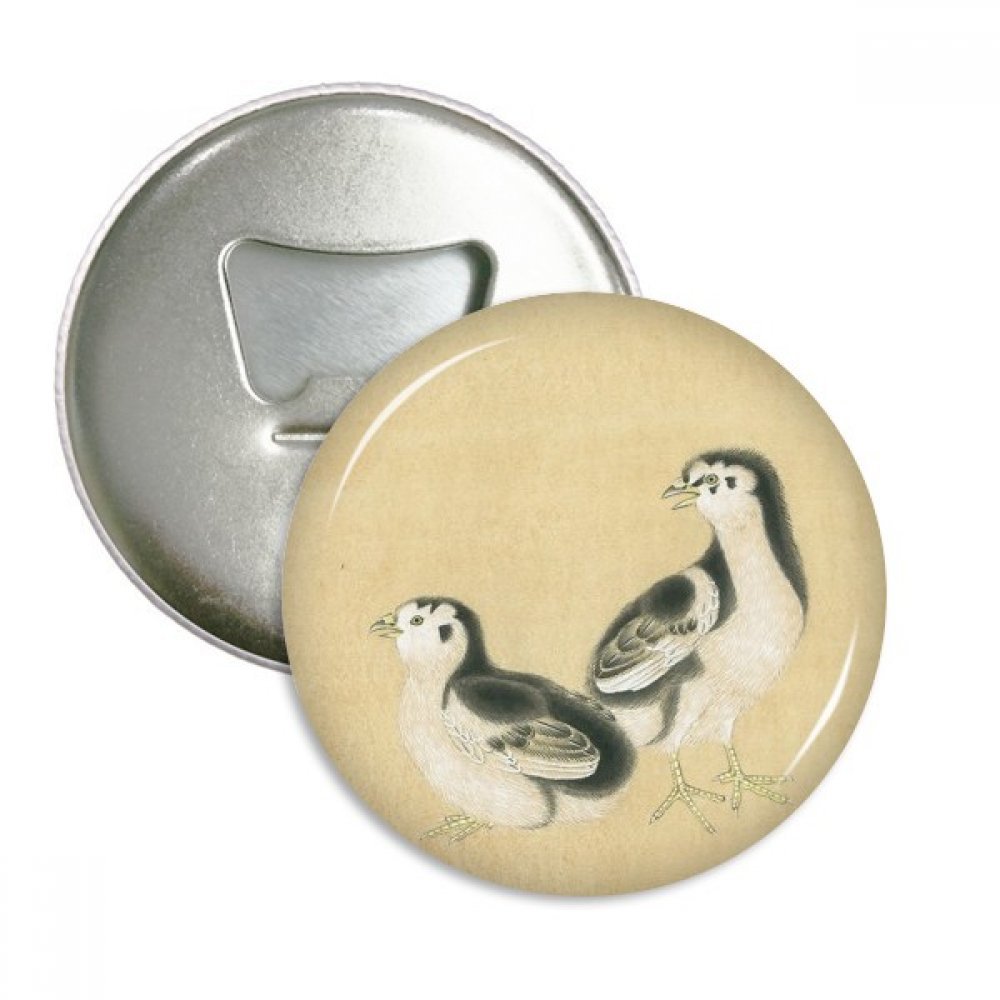 Bouteille ronde ouvreur aimants poussins peinture chinoise pour décoration frigo et badge sac