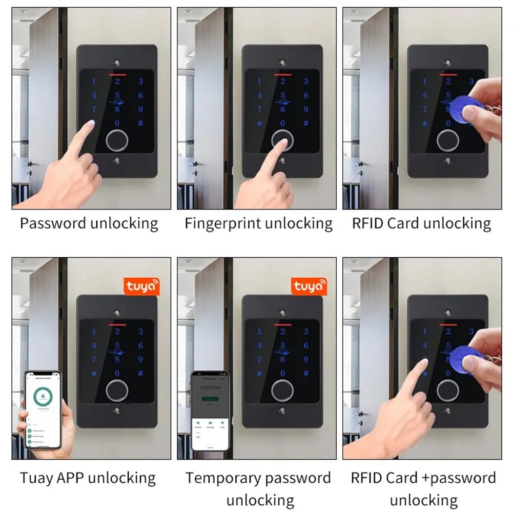 Cerradura de Puerta Inteligente con Teclado RFID, Aplicación WiFi Tuya, Controlador de Acceso, Teclado Metálico Impermeable, Instalación Oculta, Control de Acceso, B