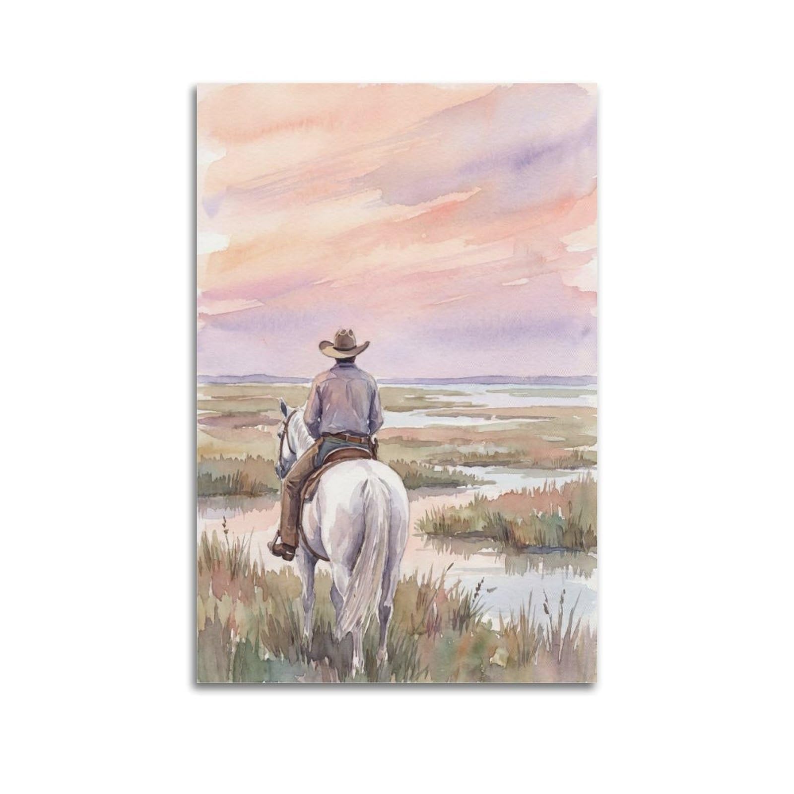 XKUGA Cowboy Horseback Riding Poster Prairie Rustic Ranch Heritage Modern Decorative Canvas Prints - Ideal Wall Art for Family, Man Cave, Game Room, Boys & Girls Bedroom 20x30inch(50x75cm)