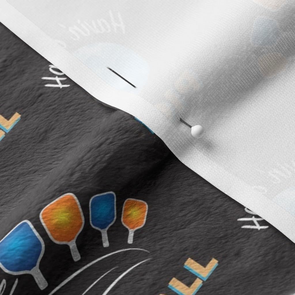 Spoonflower Fabric - Ball Black Pickleball Sport Paddle Retired Printed on Minky Fabric by The Yard - Sewing Baby Blankets Quilt Backing Plush