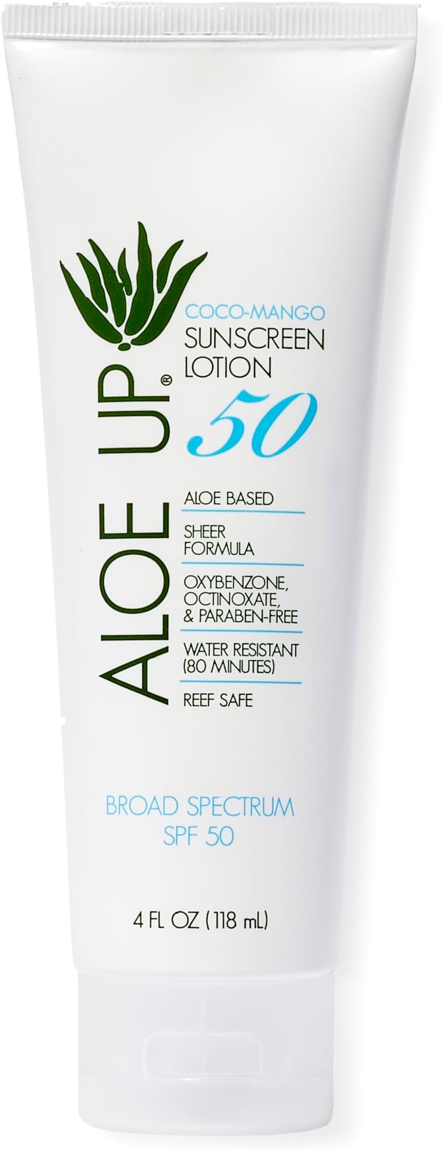 White Collection SPF 50 | Sunscreen Lotion for Face & Body with Aloe Vera Gel | Water Resistant up to 80 Minutes | Reef Friendly, Non Greasy, Fast Absorbing | Coco Mango Fragrance 4 Oz