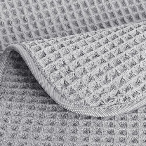 Image of POLYTE 430 GSM Microfiber Lint Free Washcloth Face Towel, 13 x 13 in, 4 Pack (Waffle Weave)