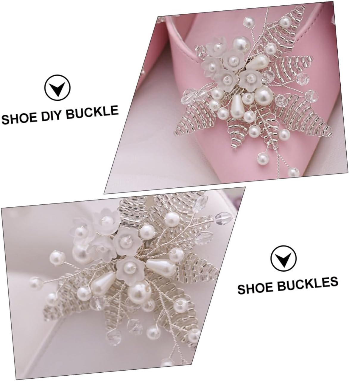 Charming Pearl Flower Shoe Clips Detachable Crystal Shoe Buckles for DIY Bridal Wedding Decor Easy Install Accessories for Flats Heels Boots Sandals Ornaments