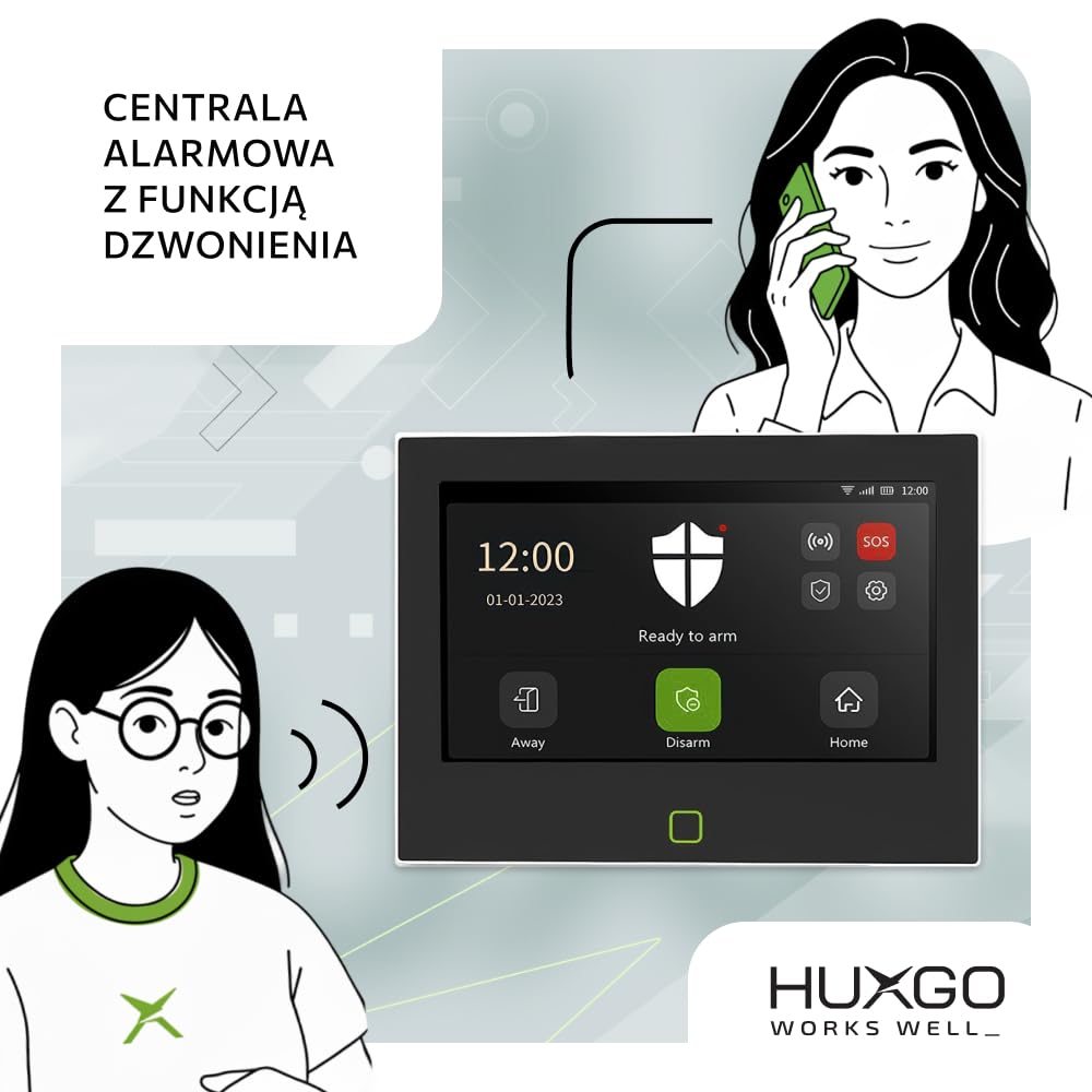 Zestaw alarmowy bezprzewodowy WiFi + GSM 4G z syreną zewnętrzną | System alarmowy do domu, 5000 mAh bateria, 1x czujnik ruchu, 1x czujnik okna/drzwi | Sterowanie telefonem, model HXA700
