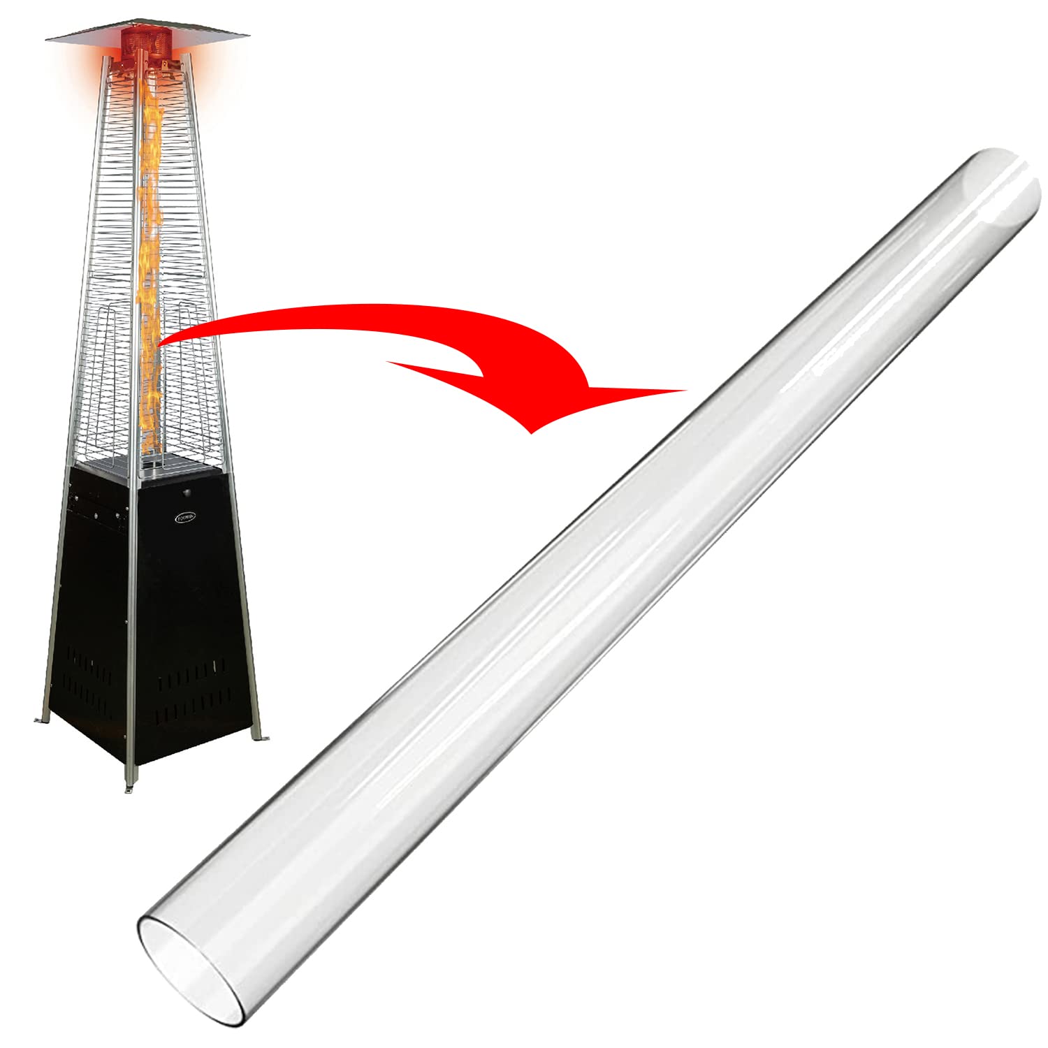 Amazon.com : FOOWIN Quartz Glass Tube Patio Heater Glass Tube Parts  Replacement for 4-Sided Pyramid Flame Patio Heater Quartz Glass Tube  Replacement fits : Patio, Lawn u0026 Garden
