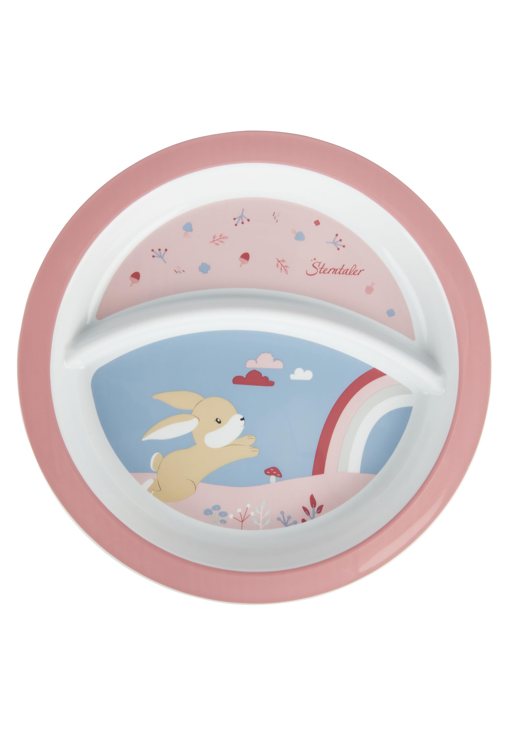 Sterntaler Teller Hase Hanni, Kinder Teller mit praktischer Unterteilung & Motiv Hase - aus robustem Material mit rutschfester Unterseite - für Babys & Kleinkinder - Geschenk, mattrosa