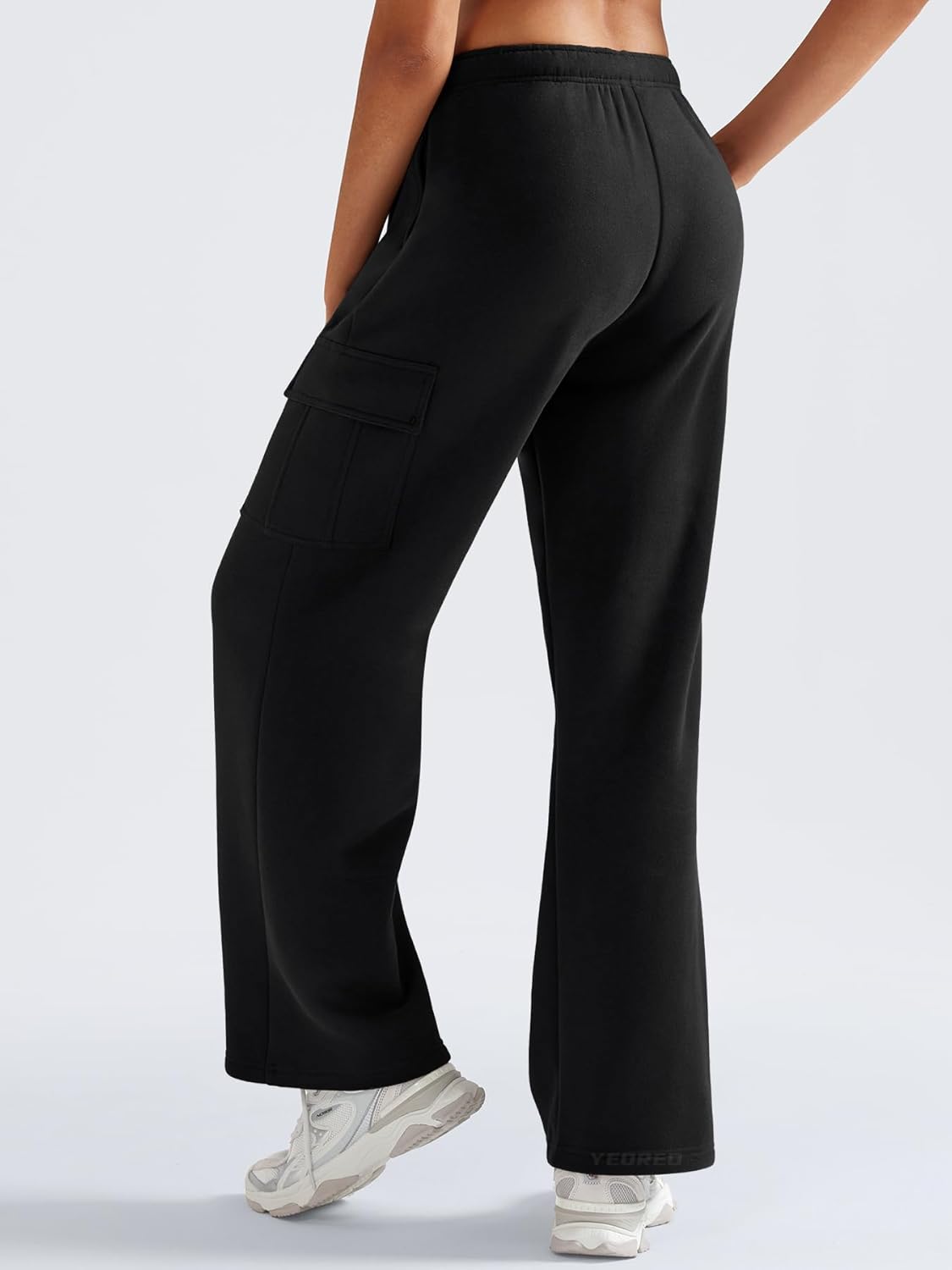 YEOREO Sweatpants Womens Cargo Pants Fleece Lined Wide Leg Joggers Baggy Drawstring Nairi Sweat Pants with Pockets - Image 8