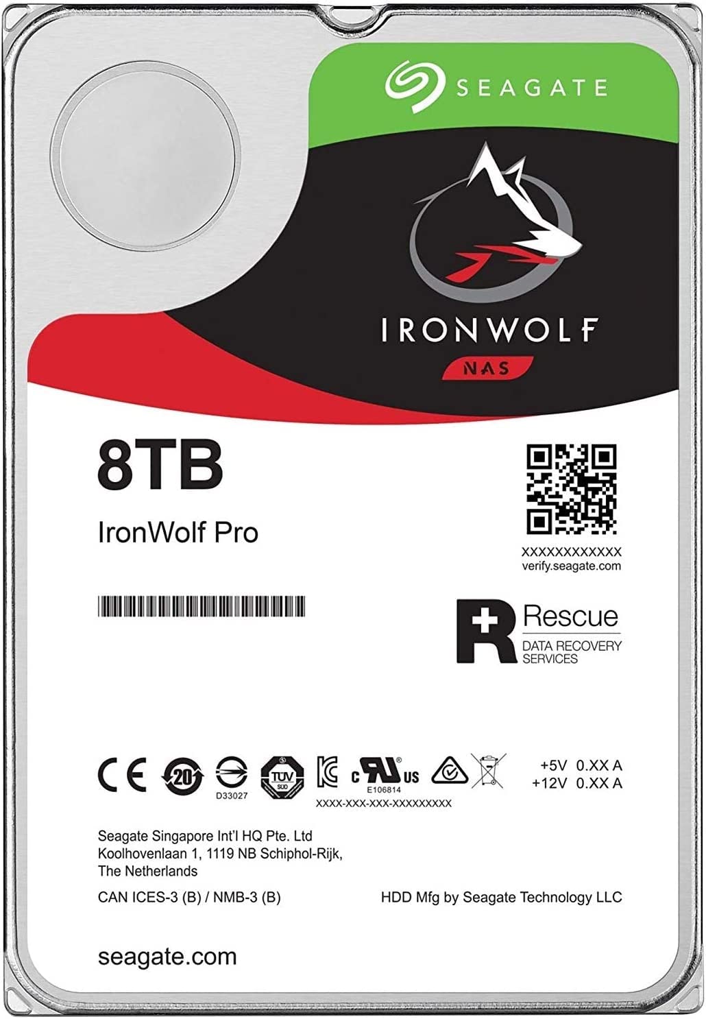 Seagate IronWolf 8 to, Disque Dur Interne NAS HDD, CMR 3,5' SATA 6 Gbit/s 7 200 TR/Min, 256 Mo de mémoire Cache, pour NAS Raid, Ouverture Facile