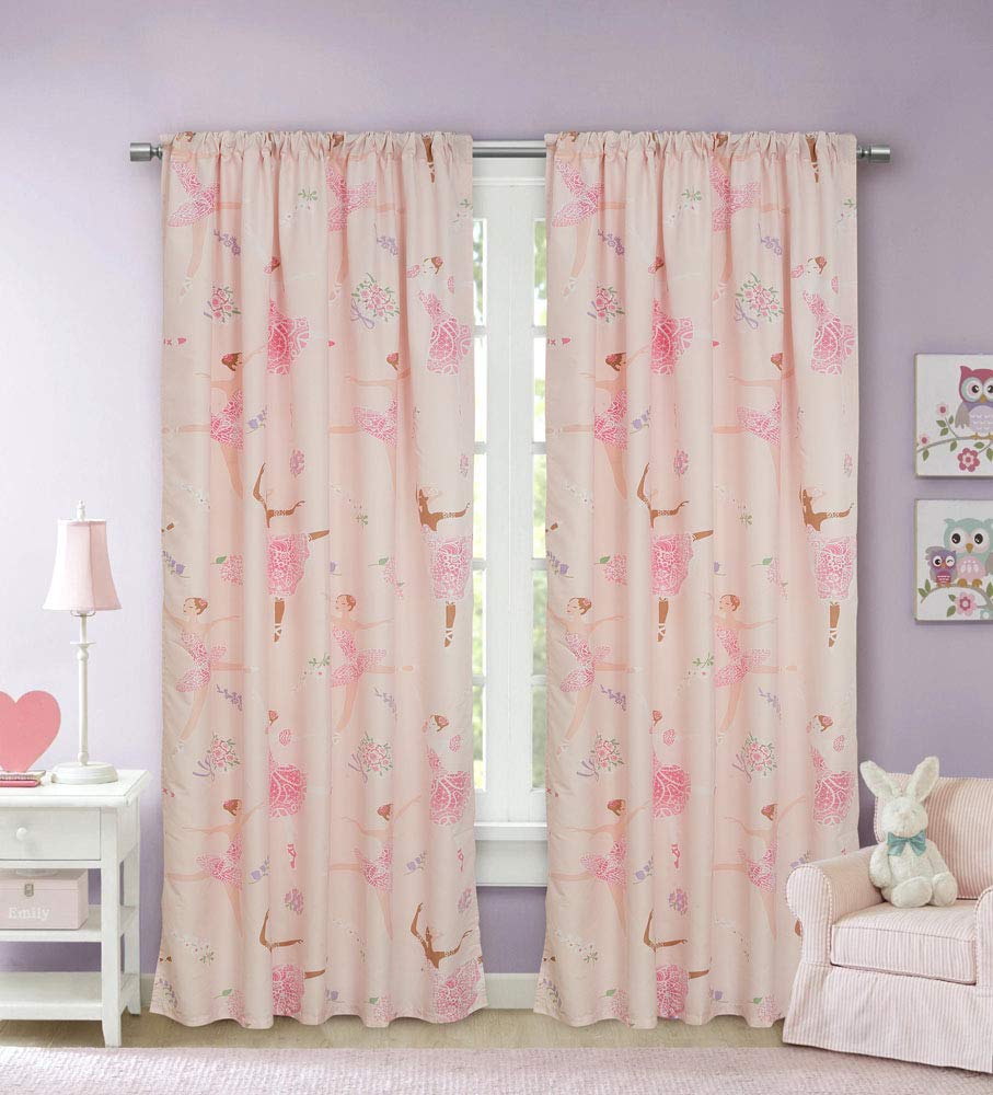 Dancing Ballerina Window Curtains, 48x84, Pink