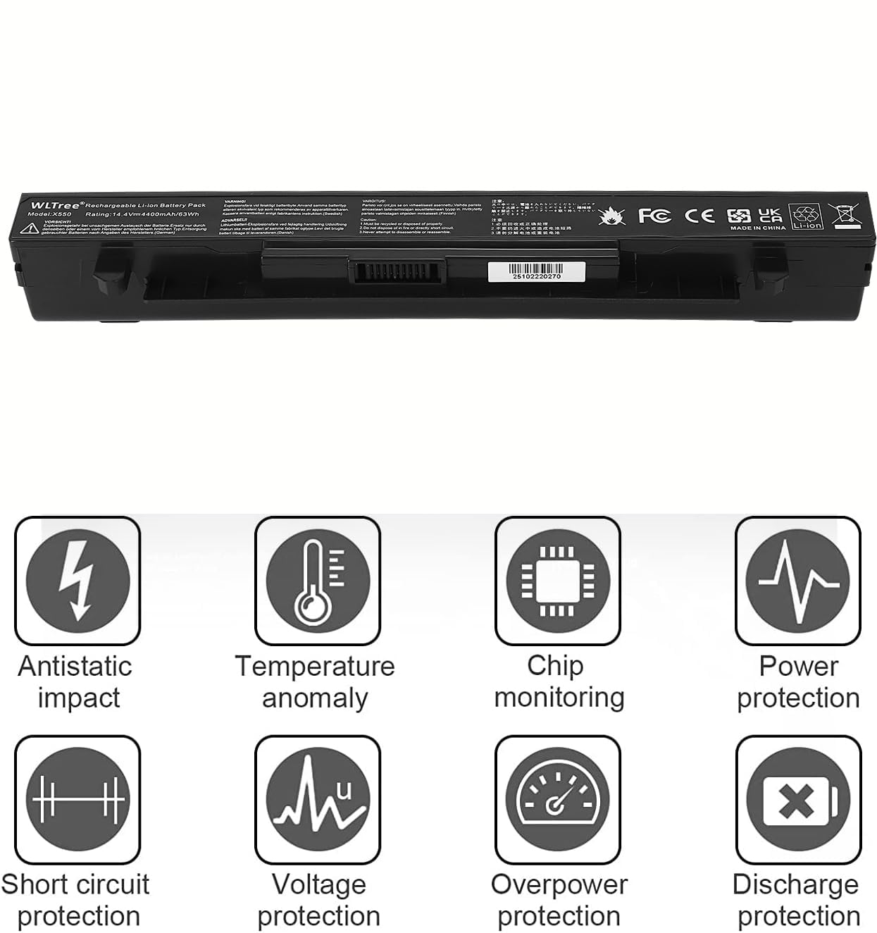 4400mAh A41-X550A Batería para ASUS A41-X550 X550 X550C X550CA X550CC X550CL X550E X550L X552C R510 R510C R510CA R510J R409 A550C A550 F550 F552 K450 K550 P450 P550 Y481C Y581C Battery