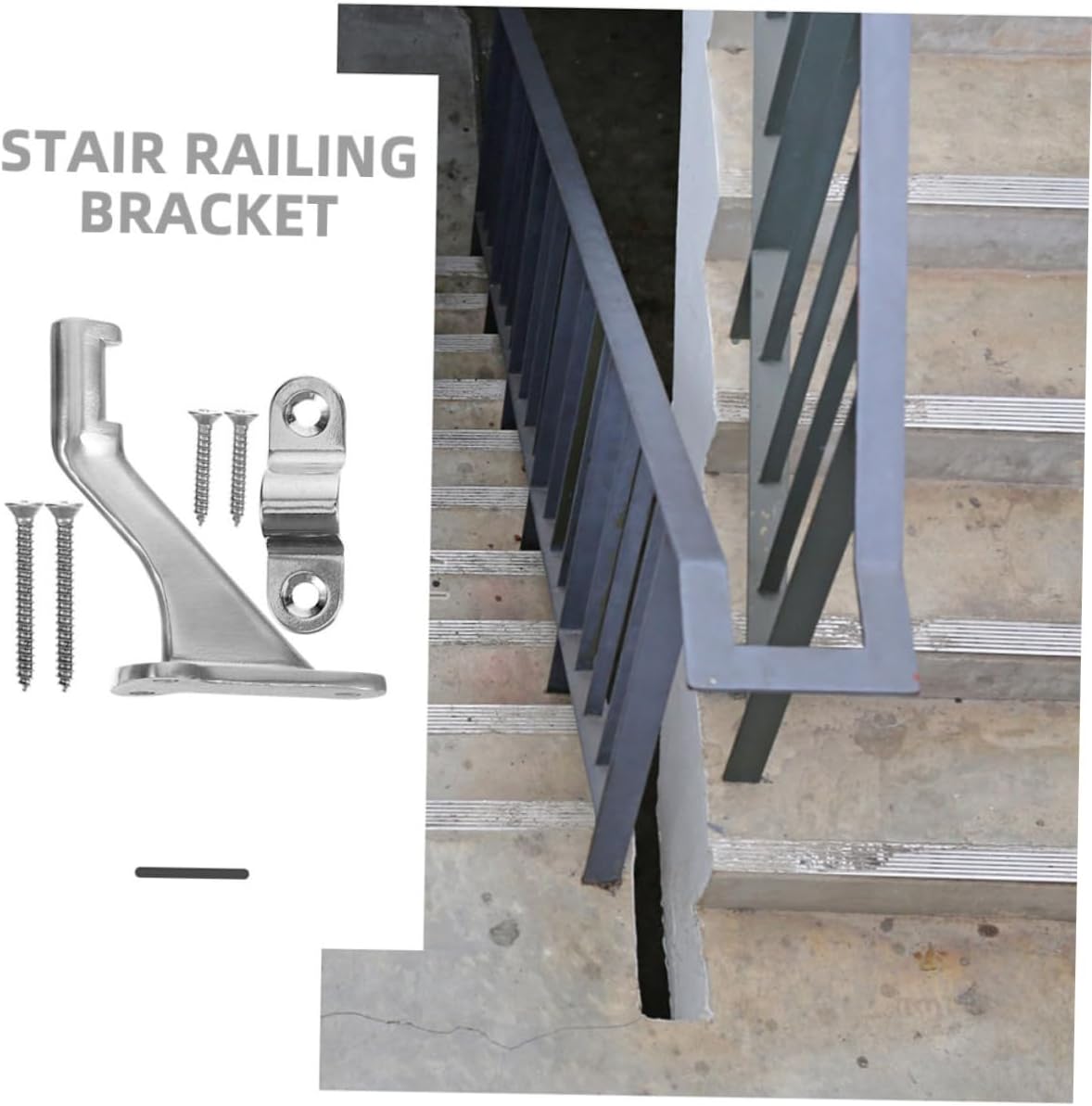 Holibanna 2sets Stainless Steel Handrail Brackets for Stairs Durable Support for Staircase Railing of Heavy Duty Brackets with Smooth Finish for Home and Office Use