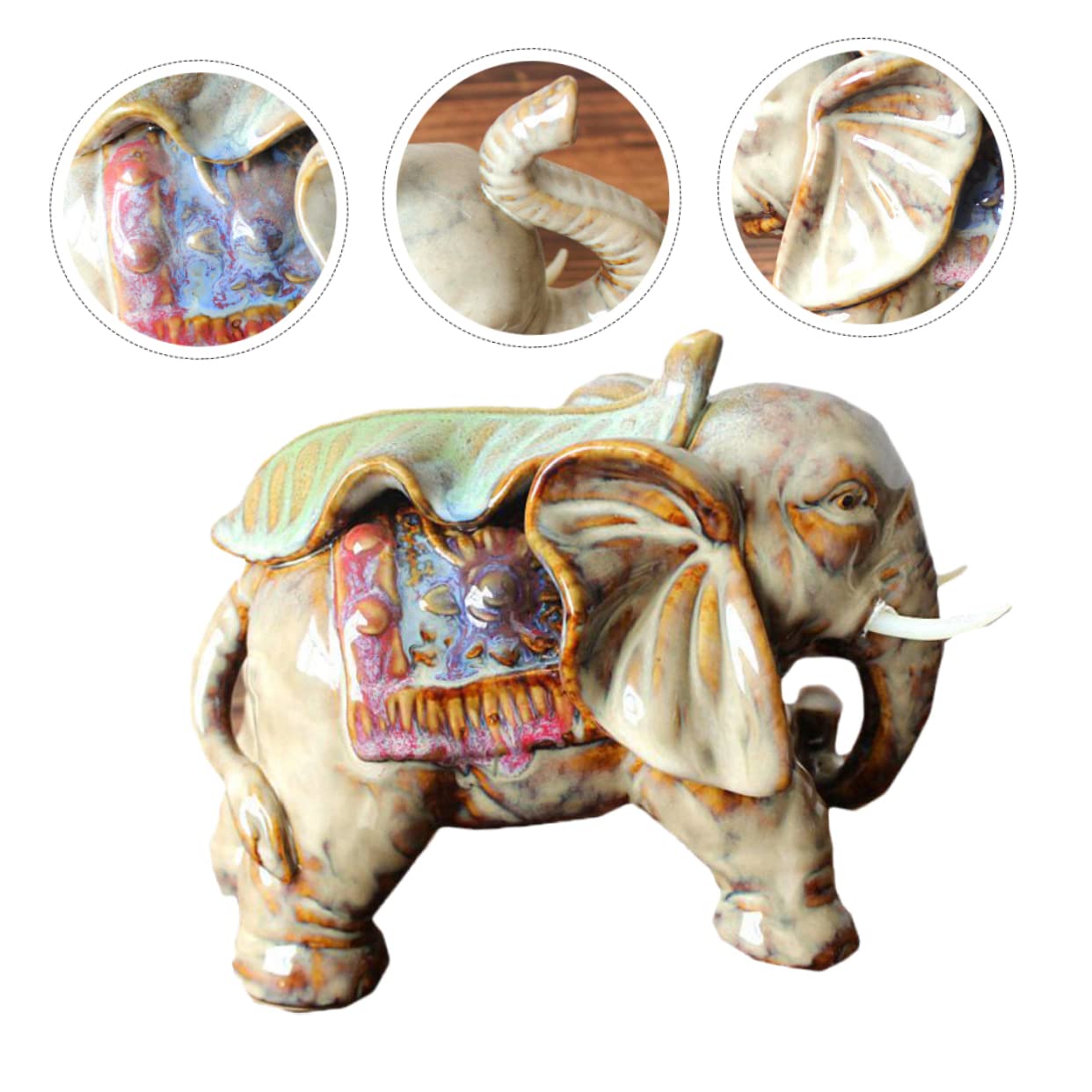 Abaodam Figura De Elefante De Cerámica Escultura De Elefante para Decoración Creativa Obra De Arte Artesanal Cerámica Hogar