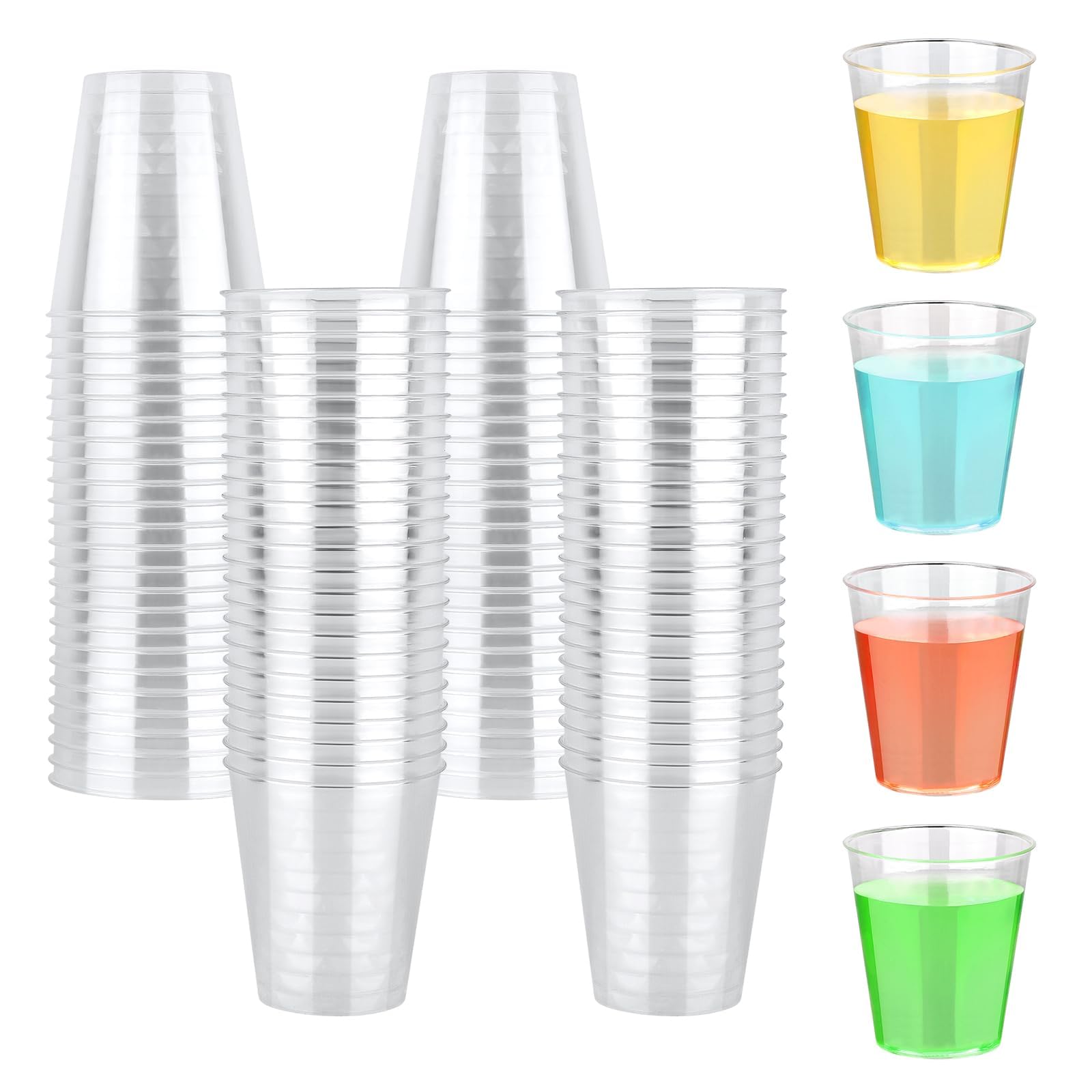 CoKeeSun 100 PCS Hard Plastic Shot Glasses 50ml Reusable Shot Glass, Small Clear Cups Jelly Shots Set, Mini Sample Tasting Cups for Weddings,Party, Festival, BBQ