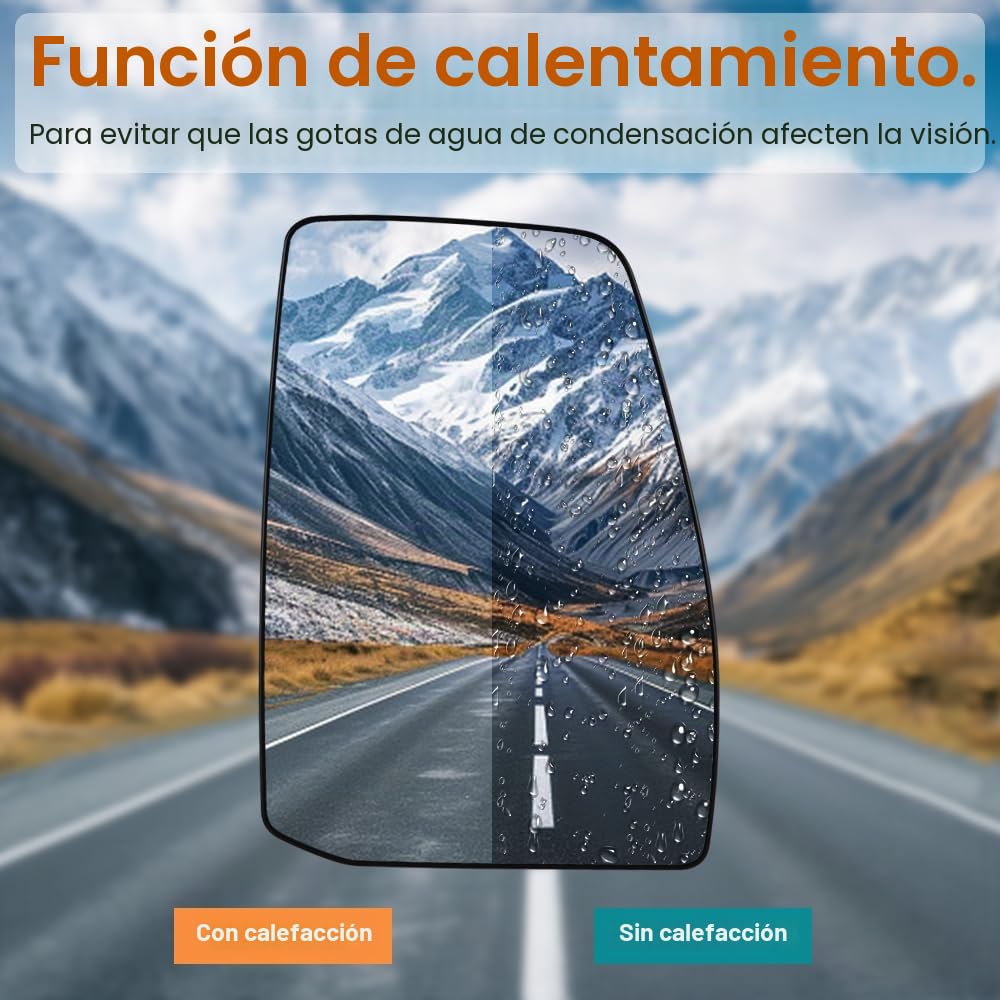 SENZEAL Cristal de espejo reemplazar para Ford Transit Custom 2012-2022 Retrovisor Cristal De Retrovisor Calefactable Retrovisor exterior Lado(Derecha)