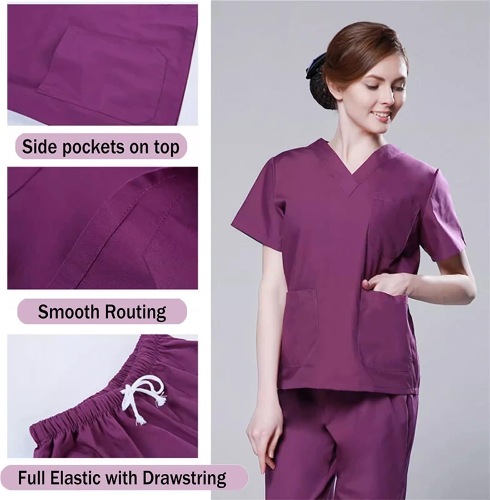 Divisa da Infermiera Set Scrub Infermieristico in Cotone da Donna for chirurgia Medica ospedaliera Uniforme Lavoro Chirurgia Sanitaria Clinica Dentista Outfit per Le Donne