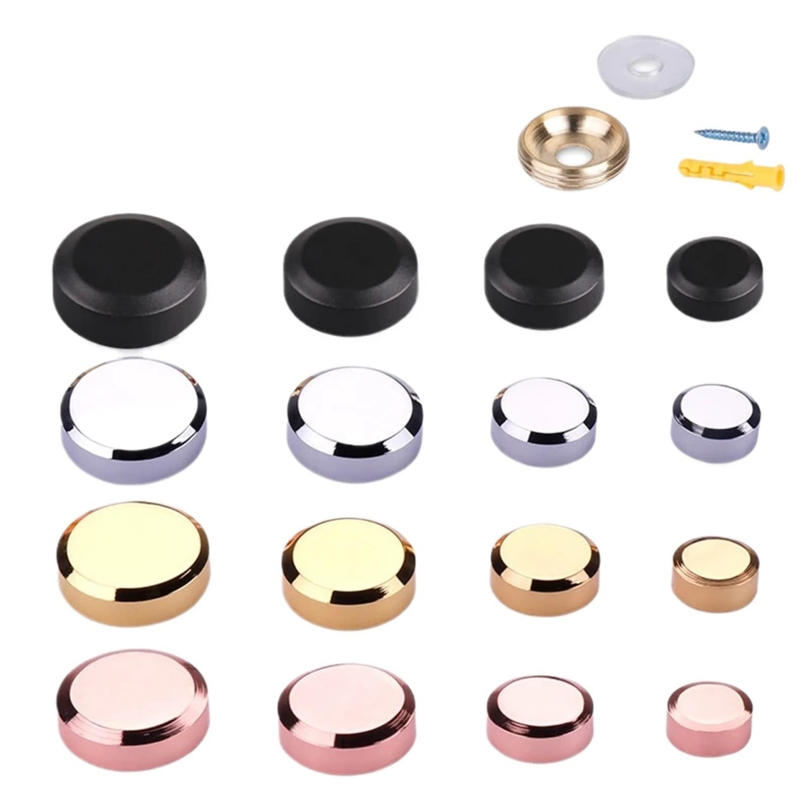 Tapa decorativa con tornillos 20 piezas sujetadores de vidrio for uñas, tornillo de fijación de espejo, cubiertas de acero inoxidable, herrajes for muebles(Bright Chrome,19mm)