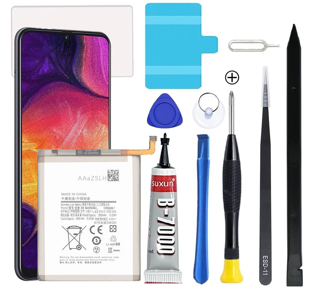 Galaxy A50 Battery, Battery Replacement for Samsung Galaxy A505F /A30 SM-A305 /A20 A205FN A202F /A30s SM-A307,EB-BA505ABU with Professional Repair Tool Kits