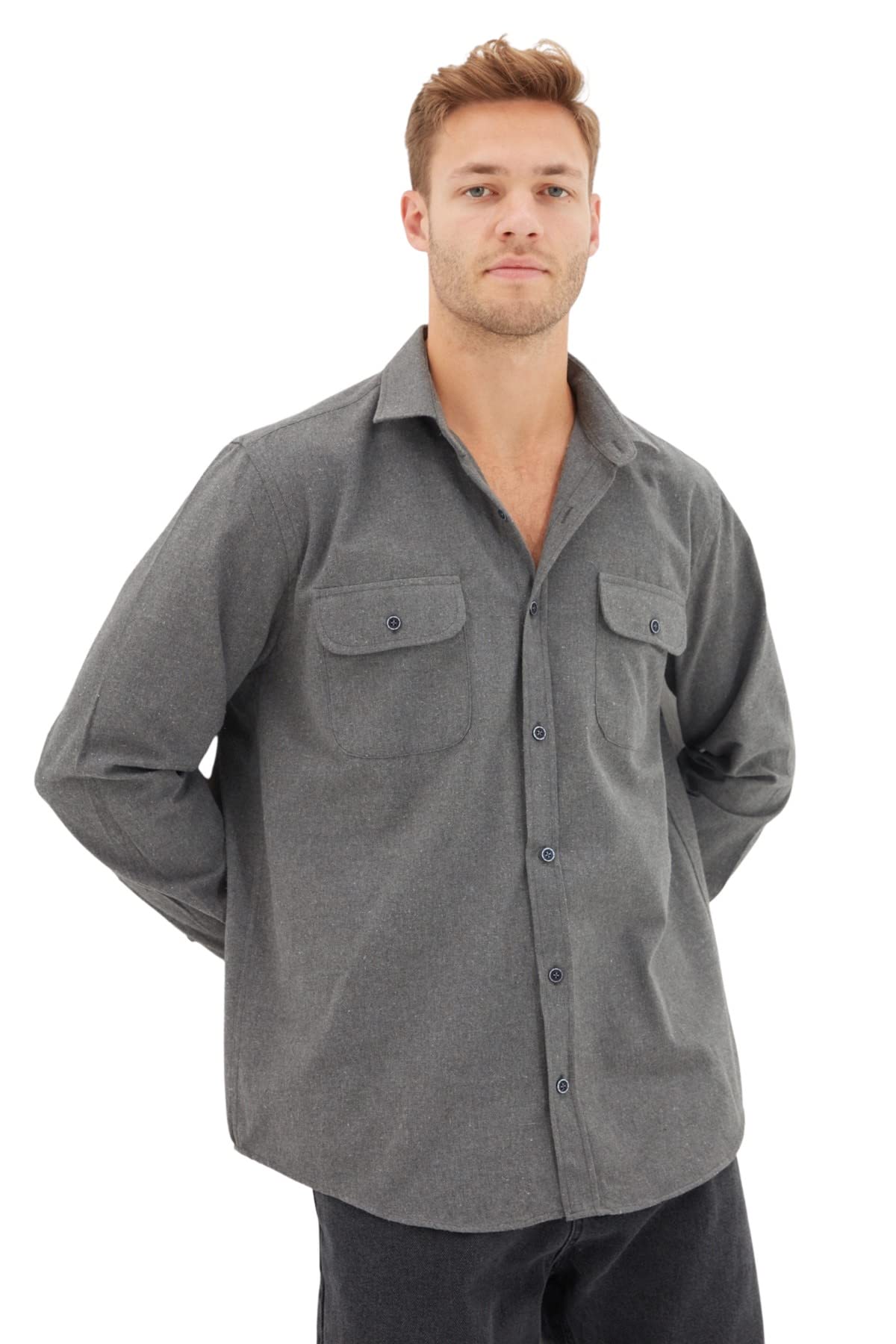 TRENDYOL Men's Straight Long Sleeve Regular Shirt