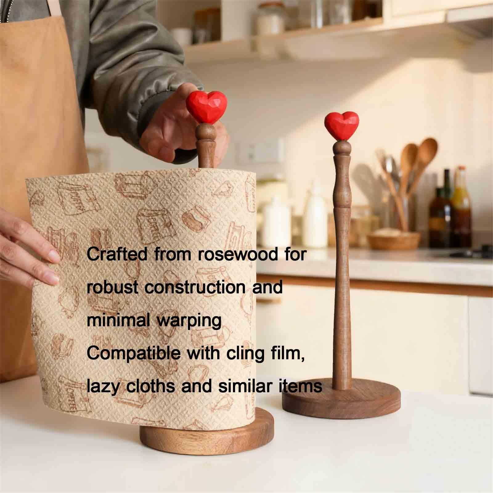 Portarrollos Papel Cocina De Pie Acacia Madera Portarrollos Papel Higienico Goma para El Pelo Almacenamiento Soporte Papel Higienico Antideslizante para Comedores(Bracket+Paper A)