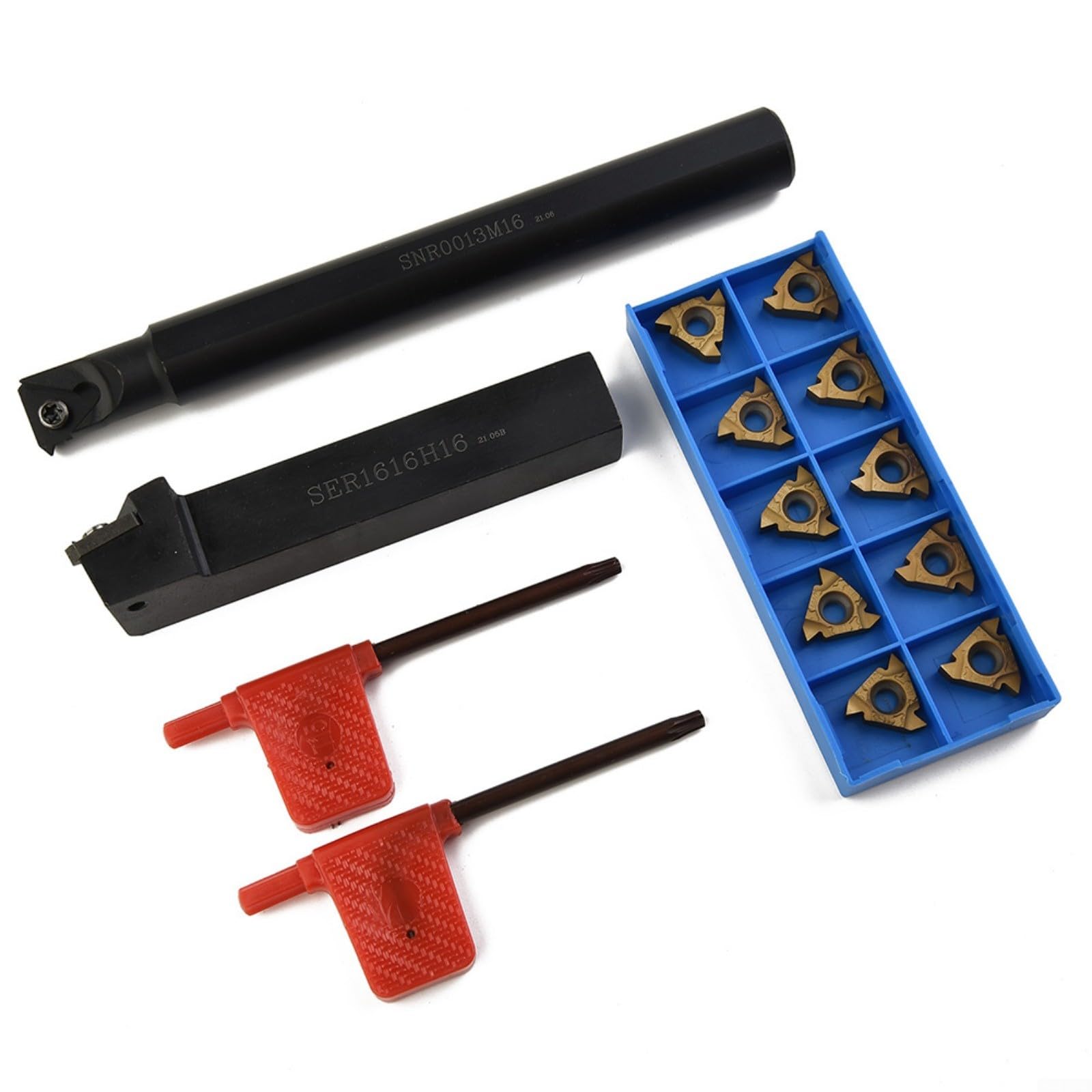 Lot de 12 inserts de filetage interne pour barre d'alésage avec porte-outils SER1616H16 et SNR0013M16 pour plaquettes en carbure d'usinage CNC