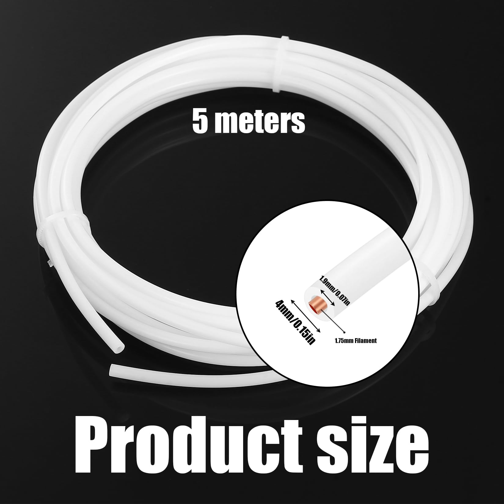 1 rolka wężyka ptfe, 5 metrów x 4 mm wężyk teflonowy PTFE, profesjonalny wężyk do drukarki 3D do filamentów 1,75 mm, wężyk PTFE do akcesoriów Bambu Lab A1/A1 mini/P1P/P1S/X1C