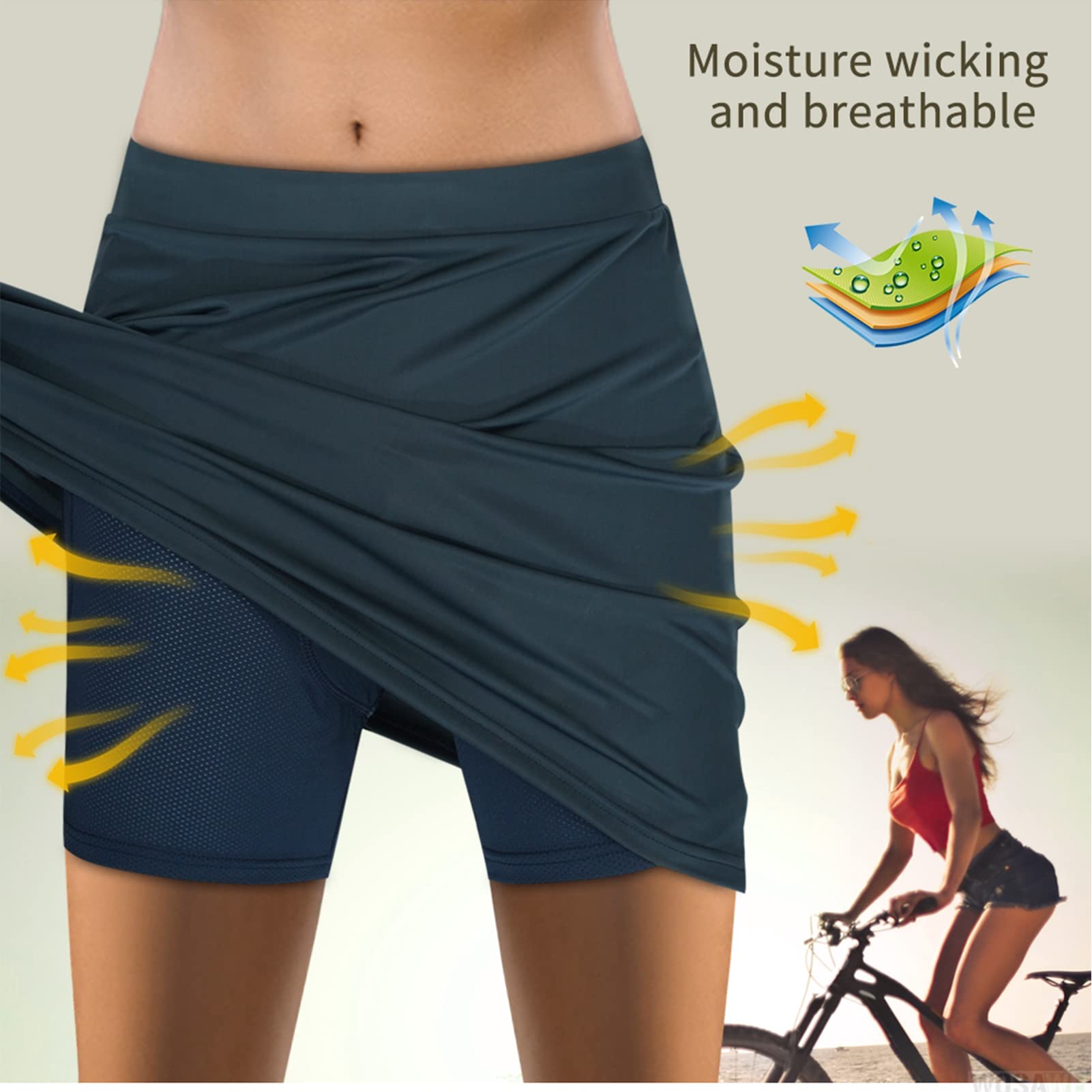 Tennis Skort Damen Tennisröcke Laufskort Golf mit Innenhose Tasche Damen Rock Kurz Culottes Tennisrock Yoga Skort mit Innenhose Taschen Sportrock für Frauen Mädchen Golf Sport