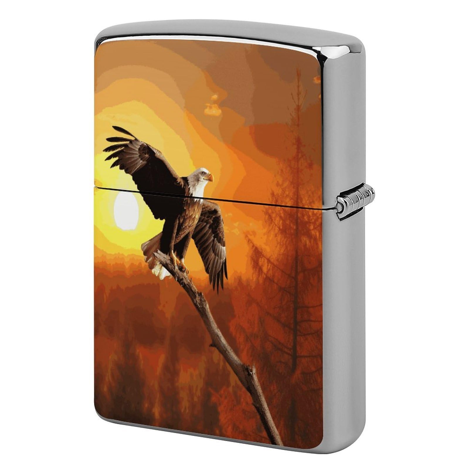 Fekiloot Style Golden Sunset Bald Eagle Lighter Case Cover Lighter Holder
