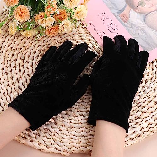Vctitil Luvas de veludo douradas para ciclismo elásticas outono femininas inverno luvas quentes para