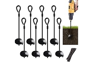 MIXXIDEA Dual-Purpose 15” Heavy-Duty Ground Anchors for Tents and Trampolines