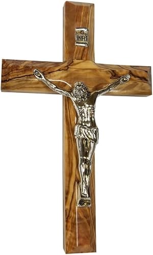Bethlehem Gifts TM Cruz de madera de olivo con crucifijo (8 pulgadas de alto)