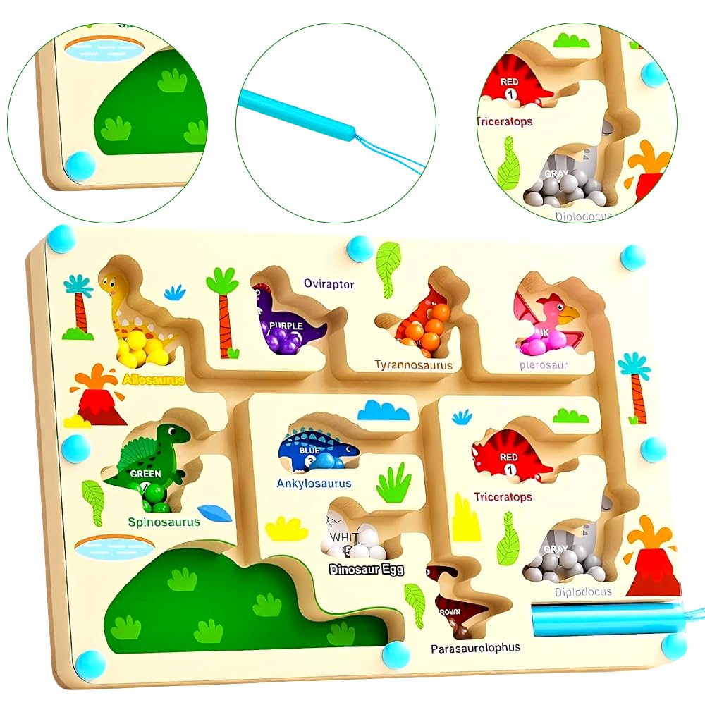 HATFRYF Montessori Wooden Maze Toys, Magnetic Color and Number Maze Wooden Toys for 3-5 Year Old - Image 3