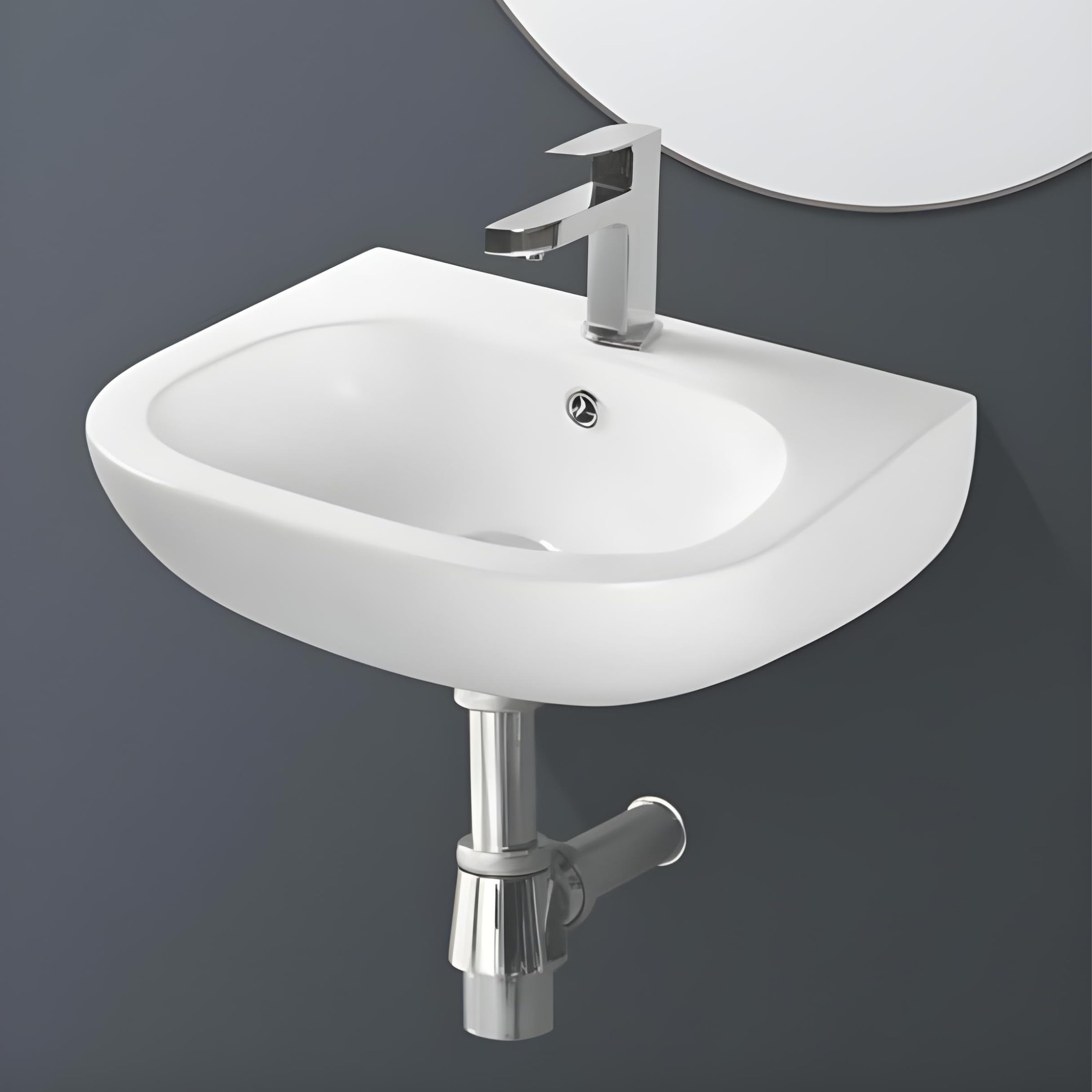 Ceramic Wall Hung/Wall Mount Corner Basin 22 x16 Inch Glossy Finish/Wall Hung/Corner Wall Mounted Bathroom Sink/Super White Color