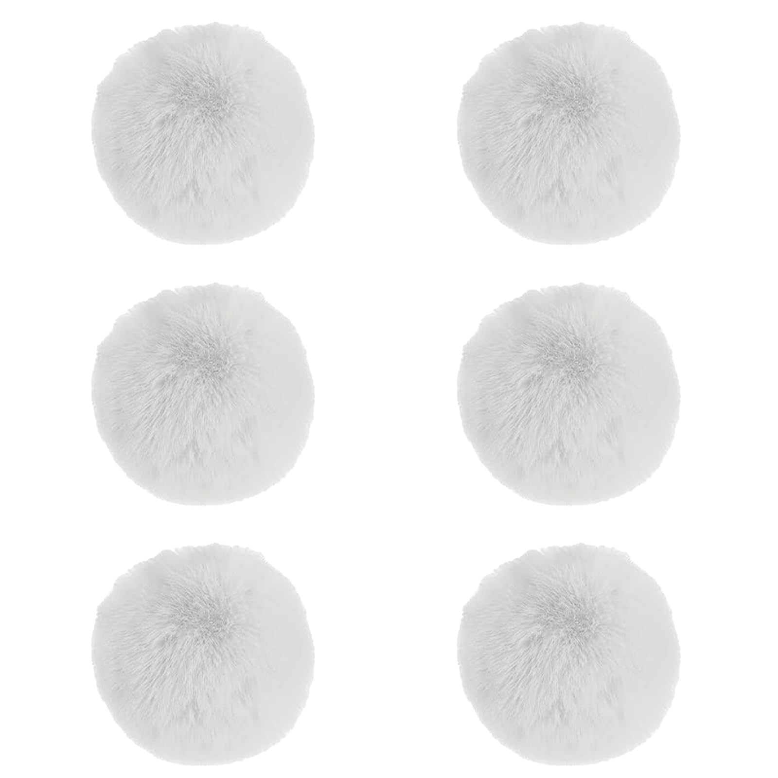 6 Pcs White Pom Poms,7cm Pom Poms for Hat,Fluffy Soft Faux Fur Pom Poms for Hat,for Hats Shoes Scarves Gloves Knitting Bags Key Chain Charms Accessories(White)