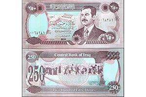 Iraq 250 Iraqi Dinars 1995 Dinar Saddam Hussein Dictator Like Hitler Or Stalin
