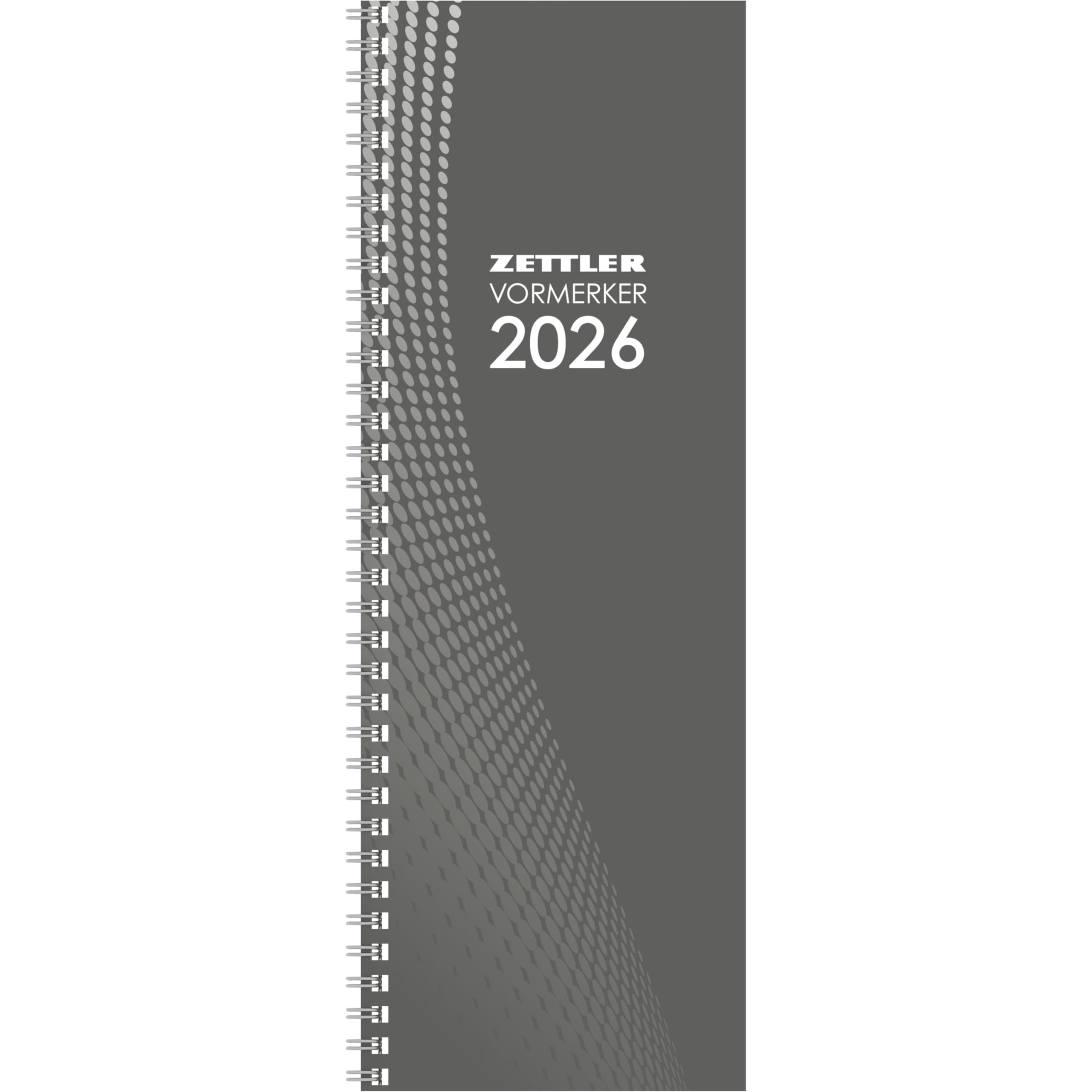 Zettler Vormerkbuch 1W/1S 2026 – Wochenkalender 11 × 30 cm, 64 Seiten, 1 Woche auf 1 Seite, Zweimonatsübersicht, Steuertermine, Tages- & Wochenzählung, Spiralbindung, Kartoneinband mit Jahreszahl, FSC