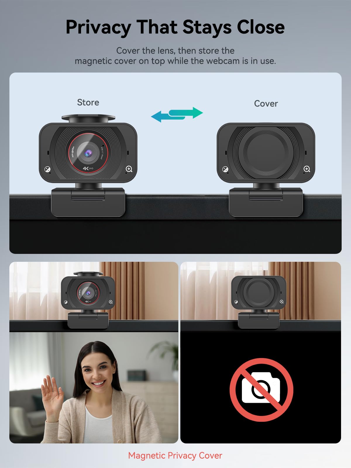 Spedal Kamera internetowa 4K z mikrofonem, kamera PDAF autofokus, 1080p 60 kl./s, podwójny mikrofon z redukcją szumów, ochrona danych, kamera internetowa USB Plug & Play do zoomu, zespołów, laptopów