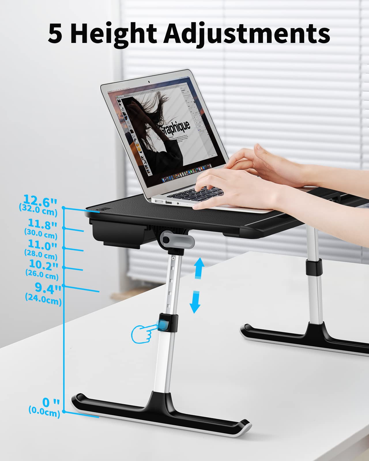 Buy SAIJI Laptop Bed Tray Table, Laptop Desk for Bed,Adjustable Foldable Table Stand with