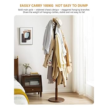 【天然木】木製コートハンガー・ラック✴︎帽子・バッグ・コート掛け・洋服掛け Amazon.co.jp: ポールハンガーハンガーラック 木製洋服掛け