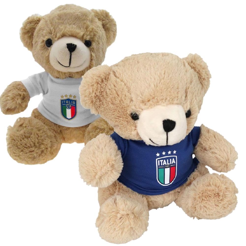 Peluche Orsetto ITALIA FIGC Ufficiale | Scegli tra Portachiavi 8 cm | Orsetto Maglia Bianca O Azzurra 16 o 24 cm Mascotte Teddy Bear Bianco o Azzurro PS 12131