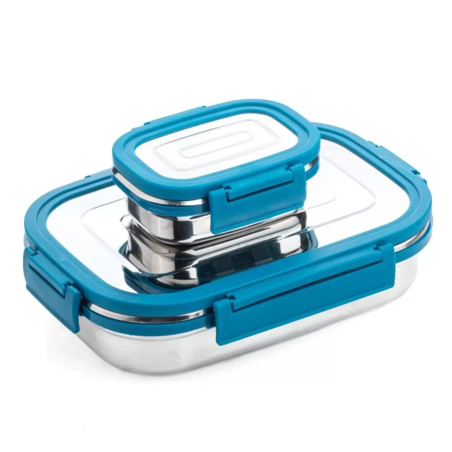 BLLUEX Stainless Steel Lunch Box |100% Leak Proof |Lunch Box for School Use| Tiffin Box for School and Work| Lunch Box with Clip Lock Lid |Insulated Lunch Box, Spill Proof - Blue Colour