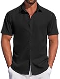 Men's Casual Dress Shirt Short Sleeve Button Down Shirts Summer Wedding Untucked Shirt