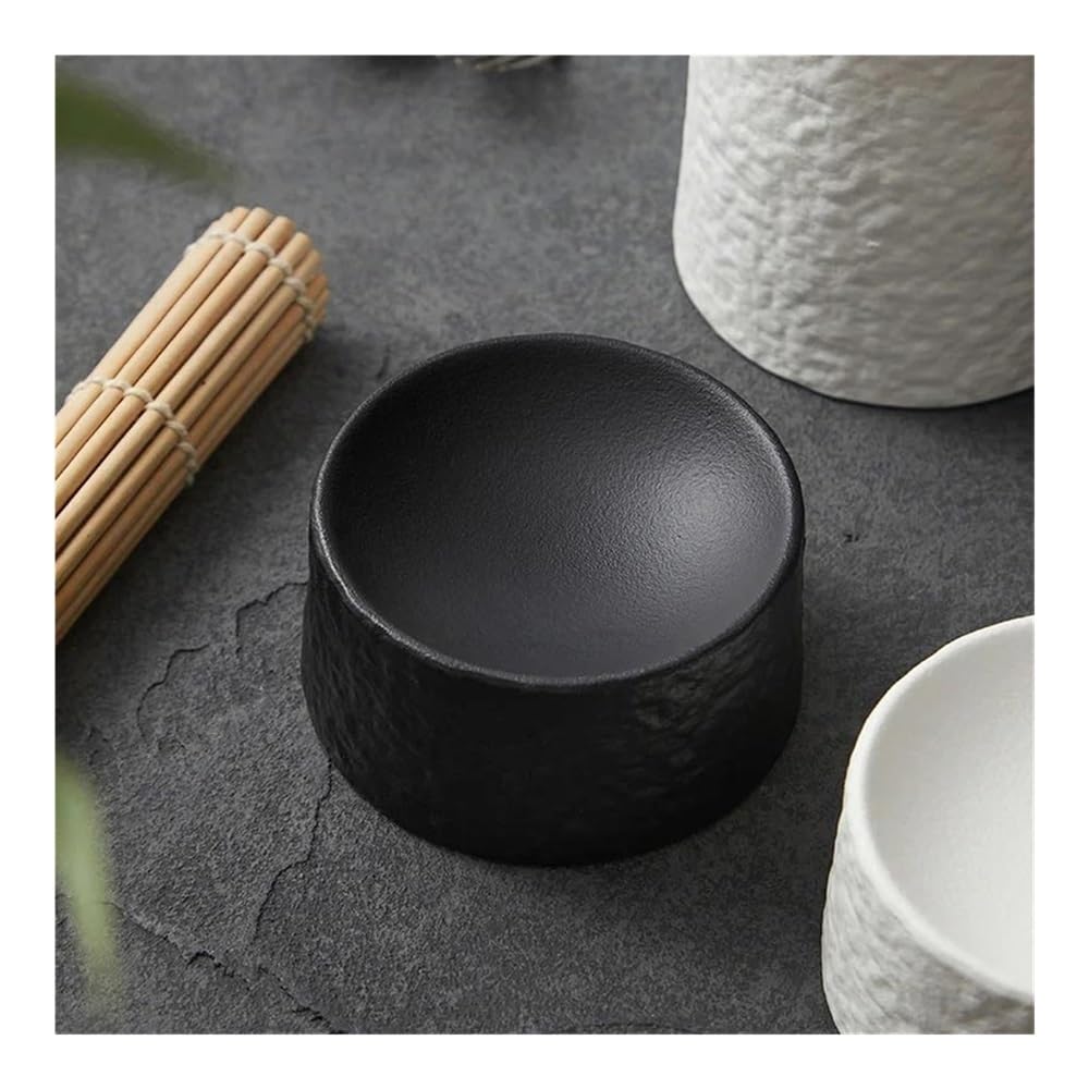Dessertteller Zylindrischer Retro-Dessertteller aus Keramik, Sushi-Teller, Vorspeisenteller, Restaurant(Black)