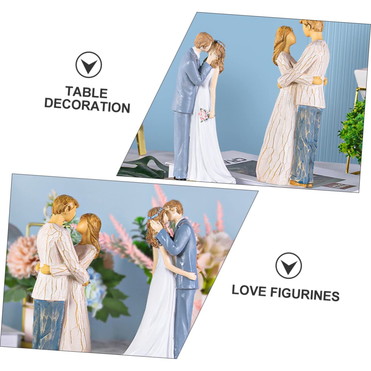SOLUSTRE Paarfigur Liebesstatue aus Kunstharz Hochzeitsdekoration für Schlafzimmer und Wohnzimmer wasserdichte Heimdekoration für Tischdekoration