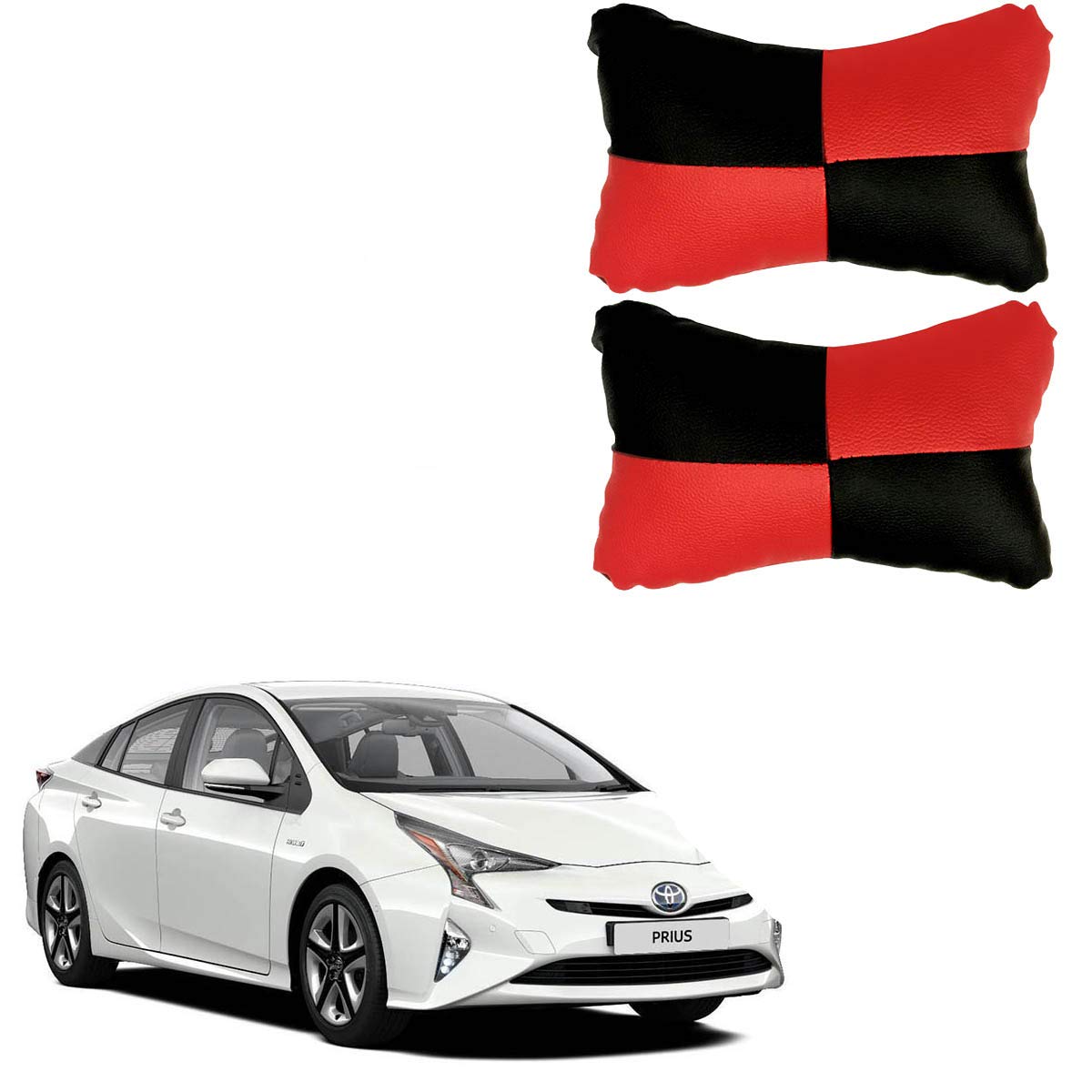 PulGos Red Leathertte Material Neck Rest Cushion in Check Design for Car _1972