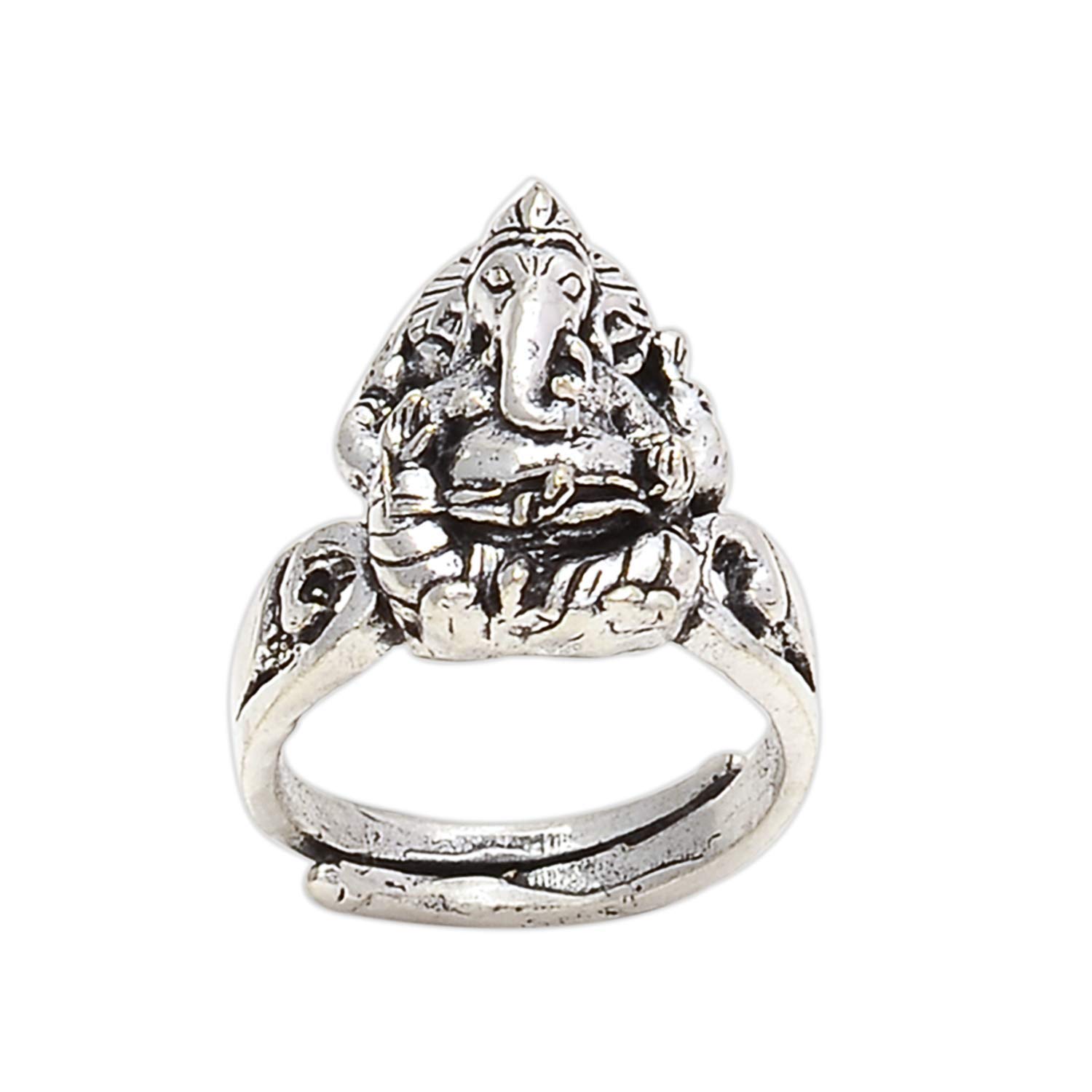 Shree Shyam Gems and Jewellery Silver Engraved Idol Ganesh Ring Adjustable for Men and Women (B085H8LL4Z) Amazon Price History, Amazon Price Tracker