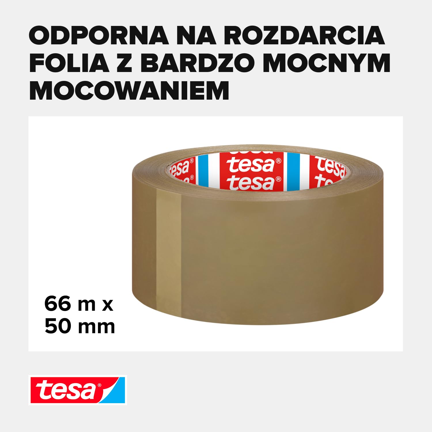 tesapack eco & ultra strong taśma do paczek - taśma samoprzylepna z materiału pochodzącego z recyklingu - bezpiecznie zakleja paczki o wadze do 30 kg - 1 rolka 50 m x 50 mm