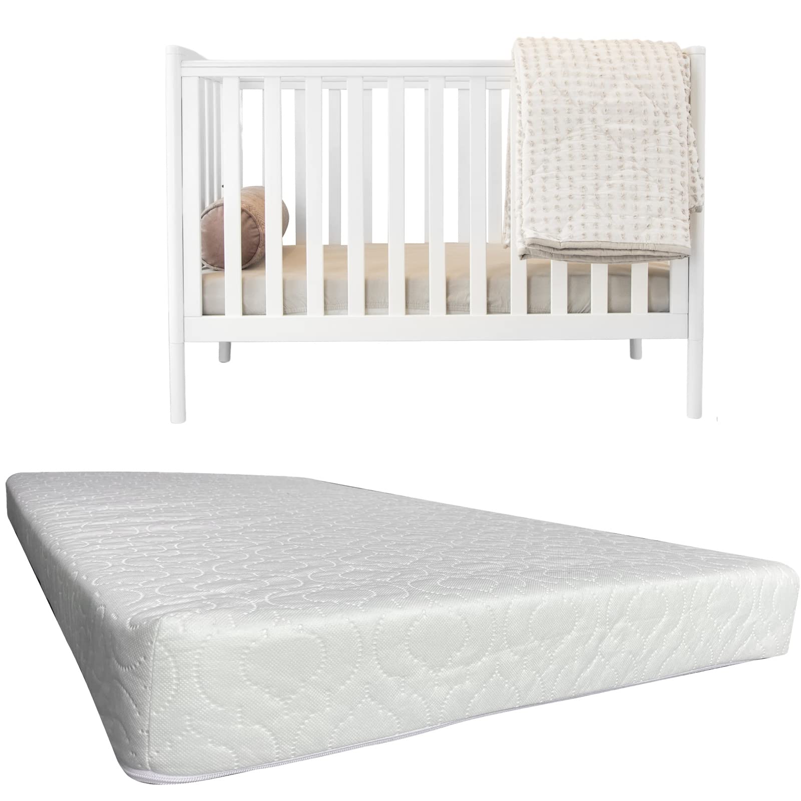 KISAA Living Quilted Cot Bed Eco Breathable Fibre Mattresses With Removable Cover, Safe, Breathable & Washable Cover, Mattress for Crib & Cot Bed (140 x 70 x 10 cm)