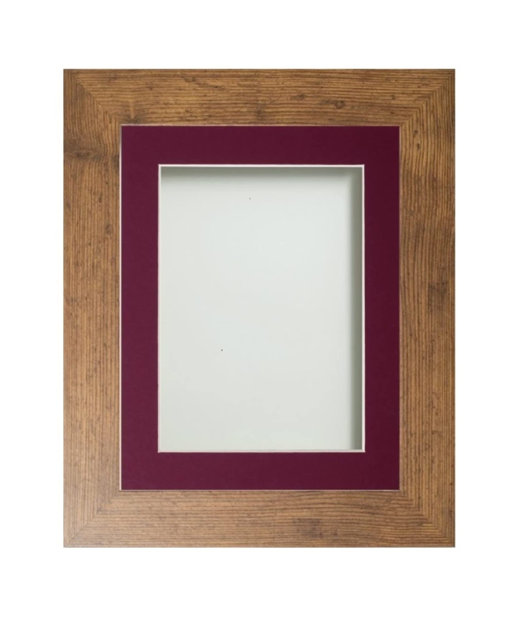 Frame Company Watson Rustic Picture Photo Frame fitted with Perspex, 20x16 inch with Plum Mount for image size A3